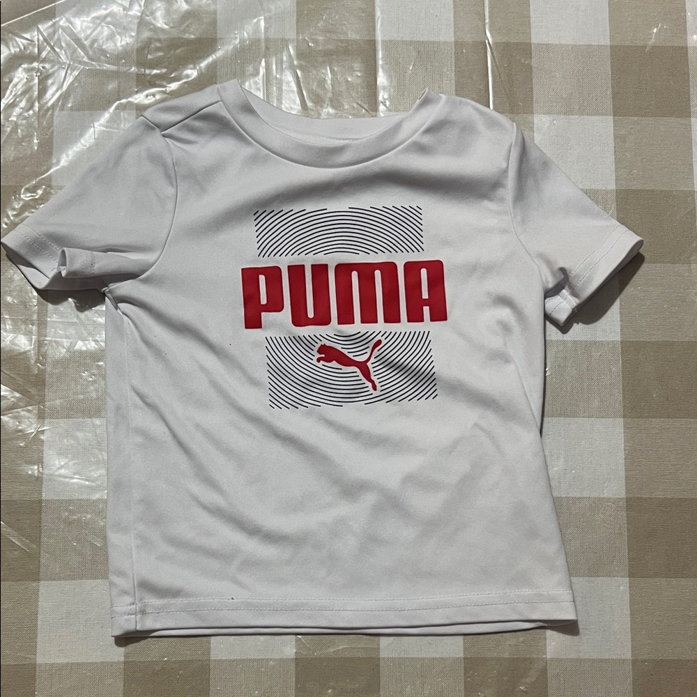 Puma Toddler White Tee with Red Shorts